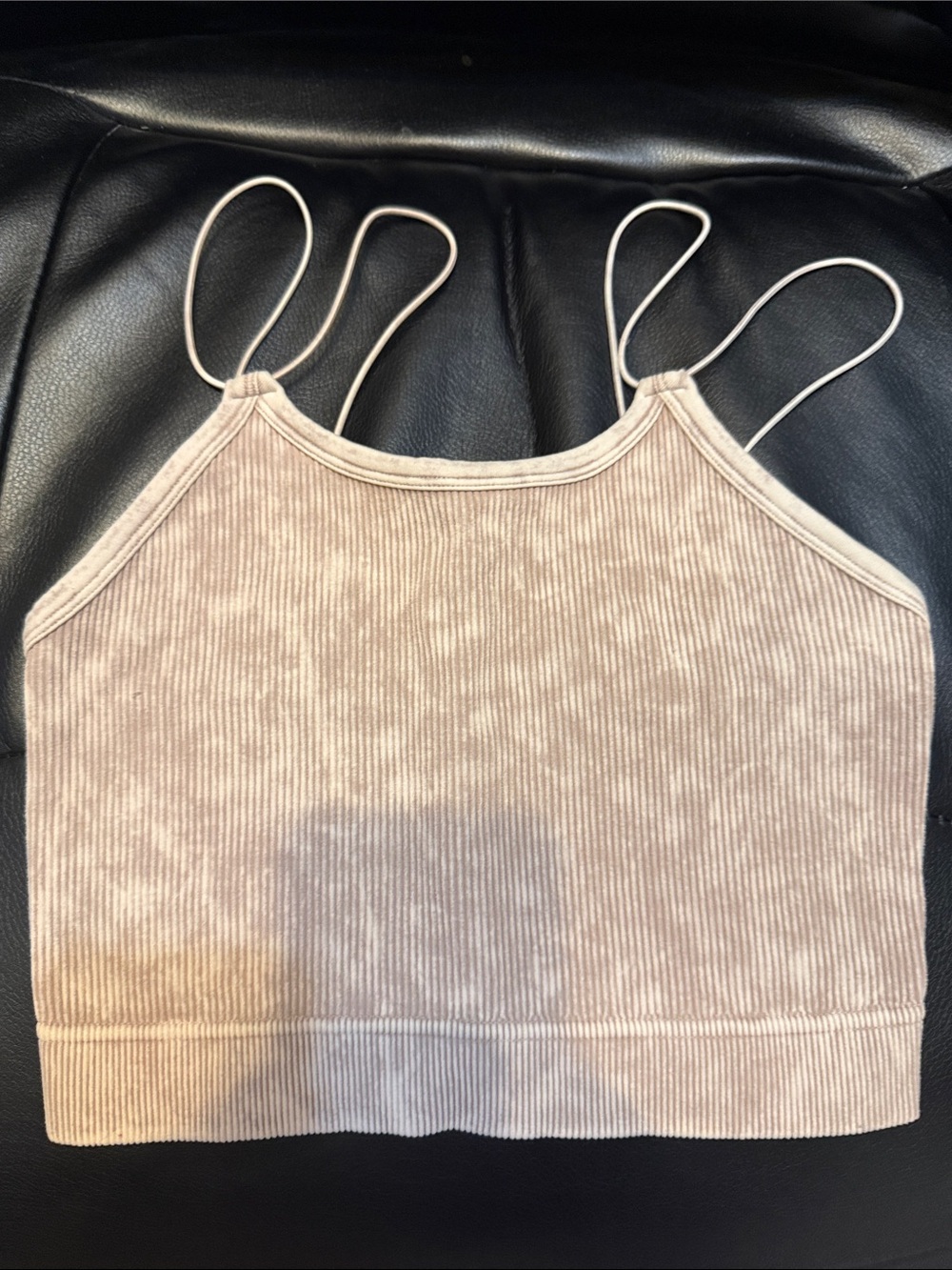 Women's Ribbed Double-Strap Crop Tank Top - size s/m from Zenana